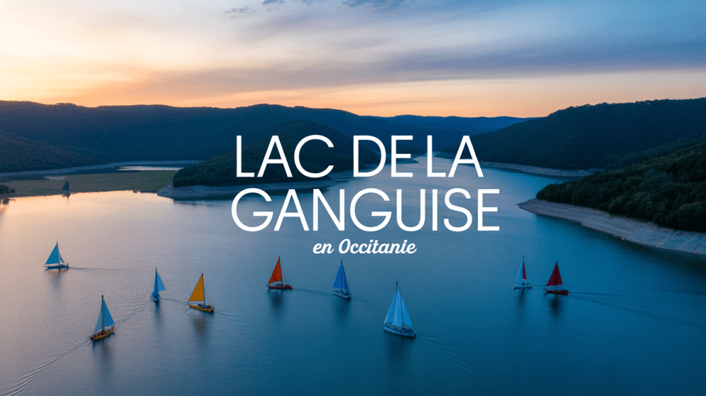 Vue panoramique du lac de la Ganguise avec voiliers
