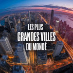Panorama des plus grandes villes du monde avec gratte-ciels et flux urbains