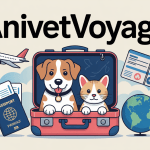 illustrationchienchatvaliseurleavionanivetvoyage