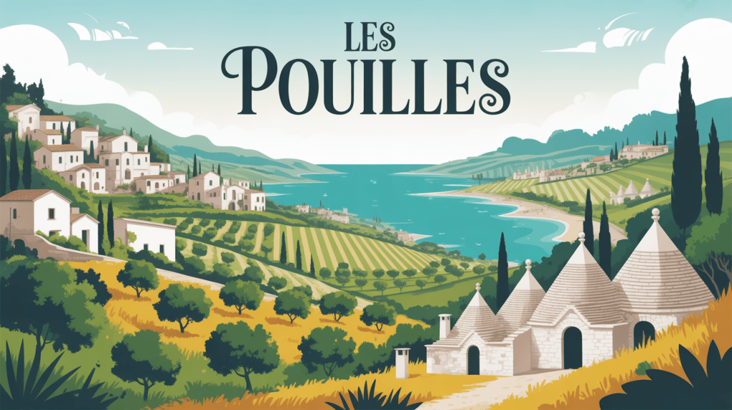 vue panoramique des pouilles en italie avec villages blancs et trulli