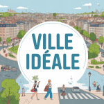 vue panoramique ville ideale avec espaces verts bâtiments transports commerces