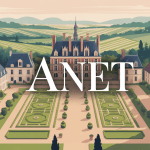 Vue aérienne d'Anet avec château Renaissance