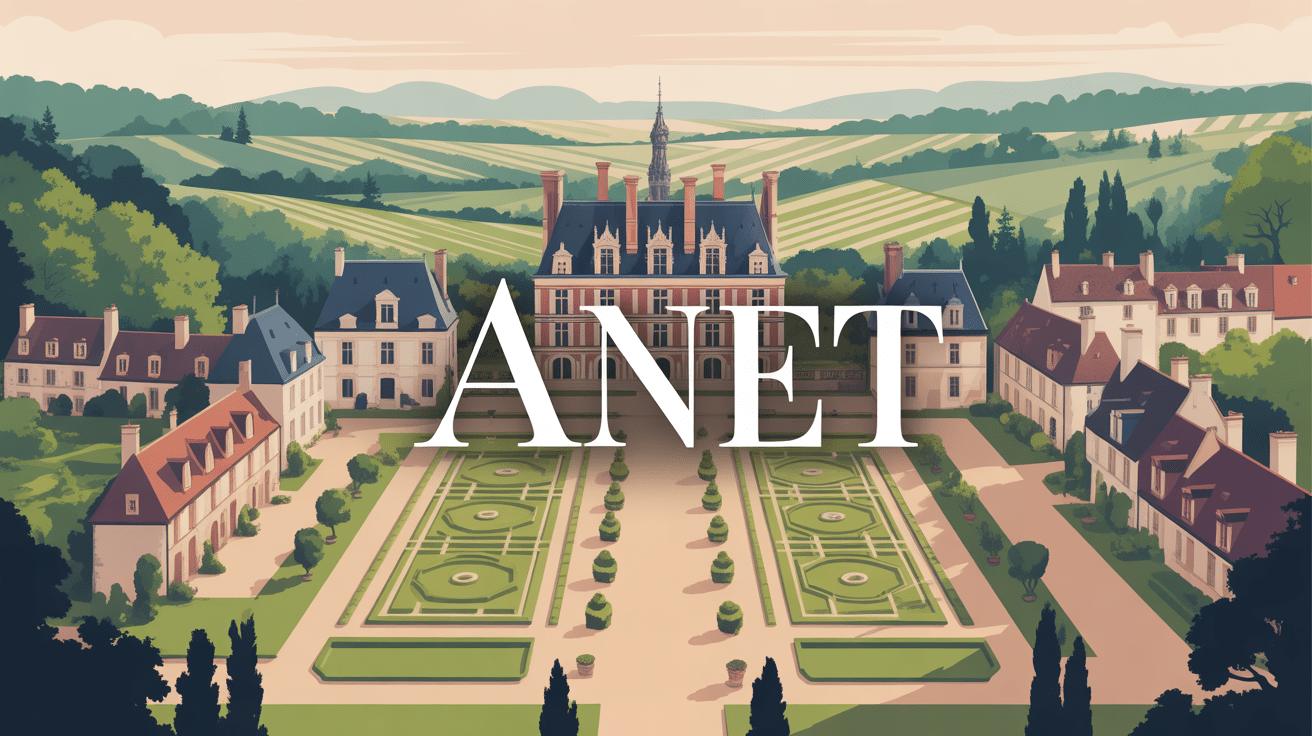 Vue aérienne d'Anet avec château Renaissance