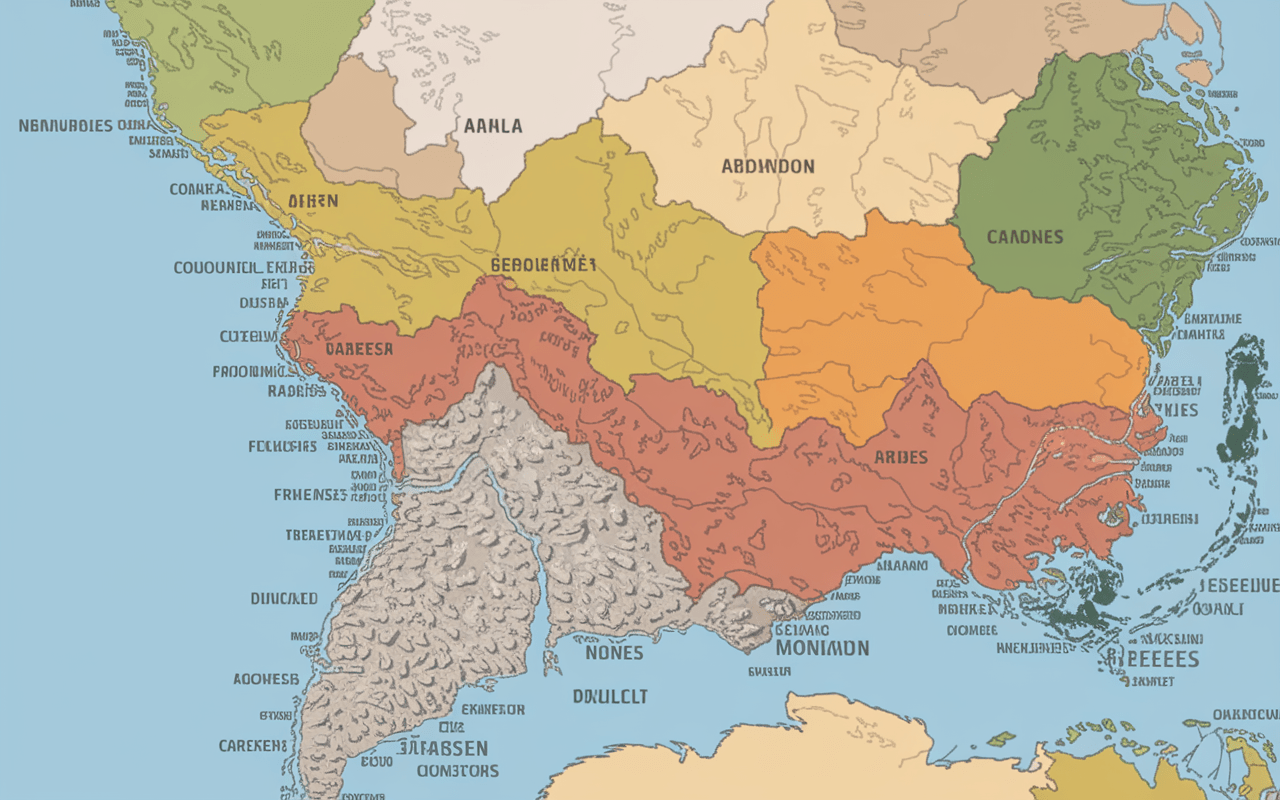 Carte géographique du désert de Gobi