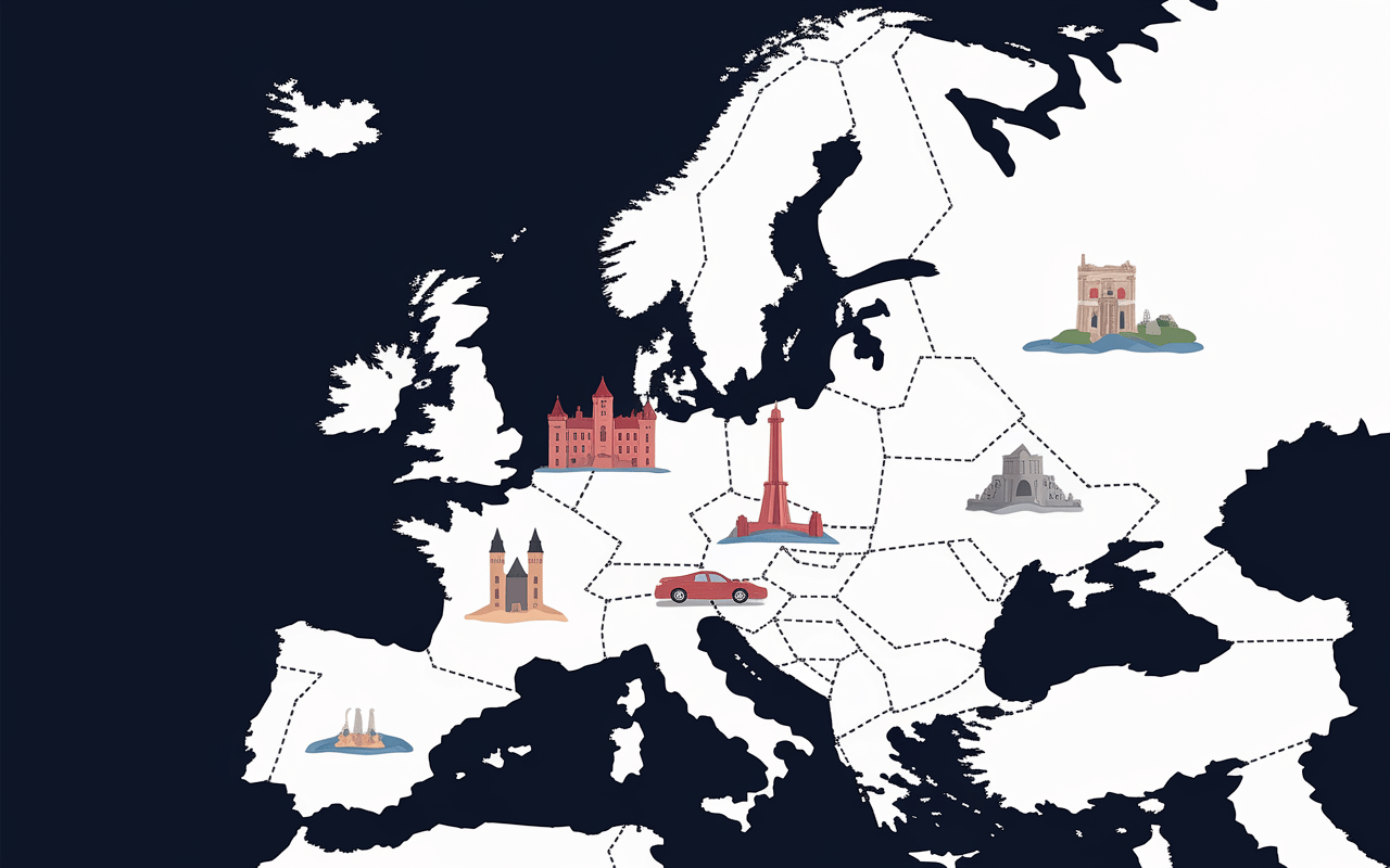Carte destinations touristiques Europe