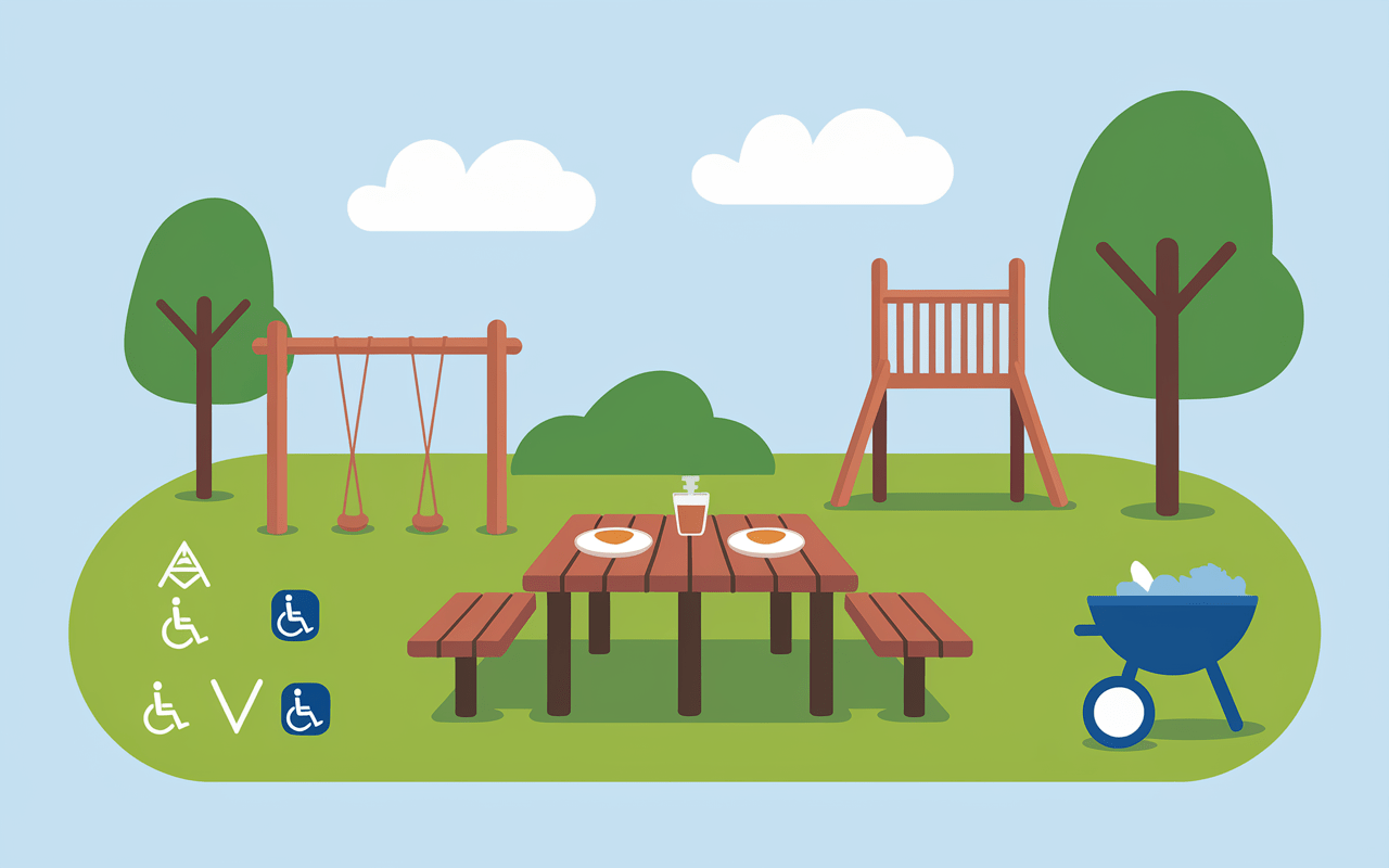 Schéma d'équipements aire de pique nique fonctionnelle