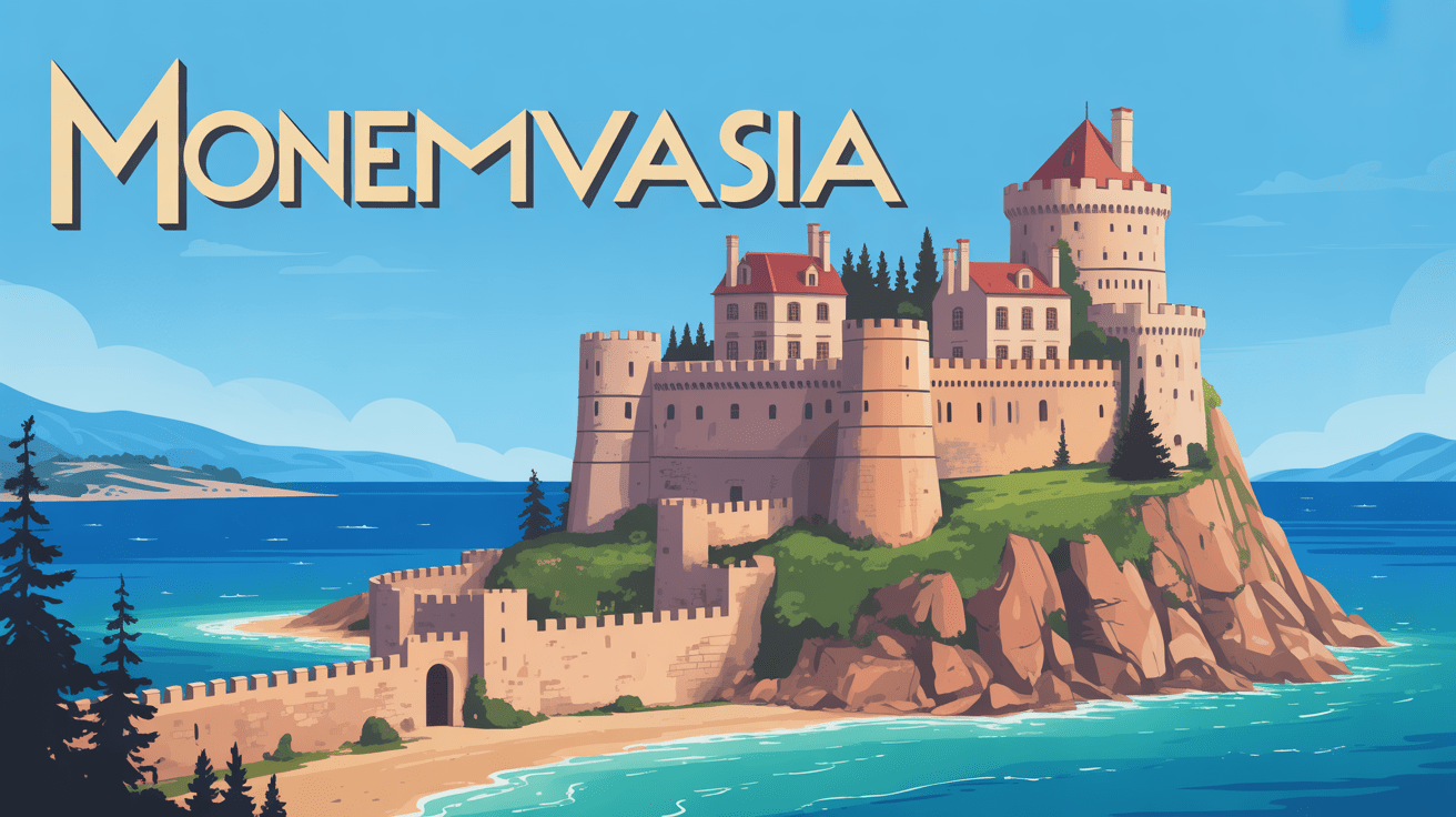 Vue panoramique forteresse Monemvasia