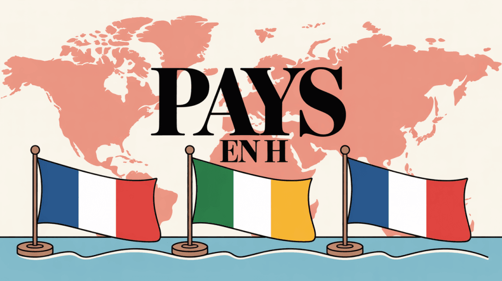 Illustration stylisée de drapeaux de pays en H avec mappemonde