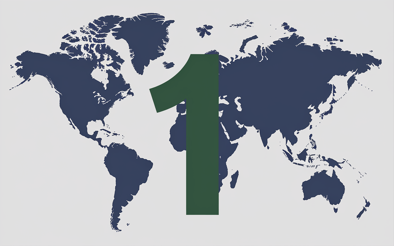 Illustration chiffre 1 et silhouettes pays