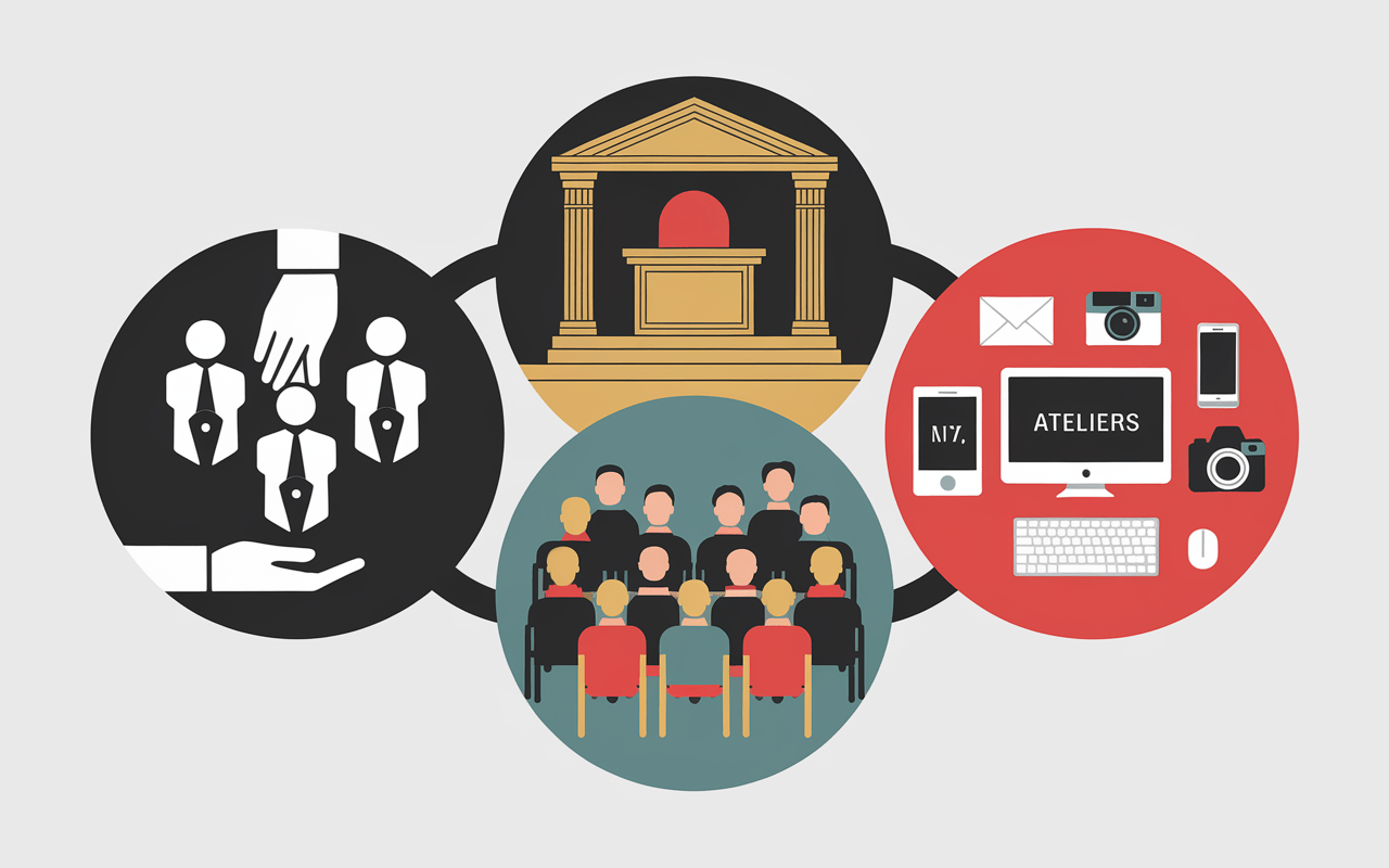 Illustration conceptuelle salon blogueur voyage