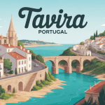 Vue aérienne de Tavira, Portugal