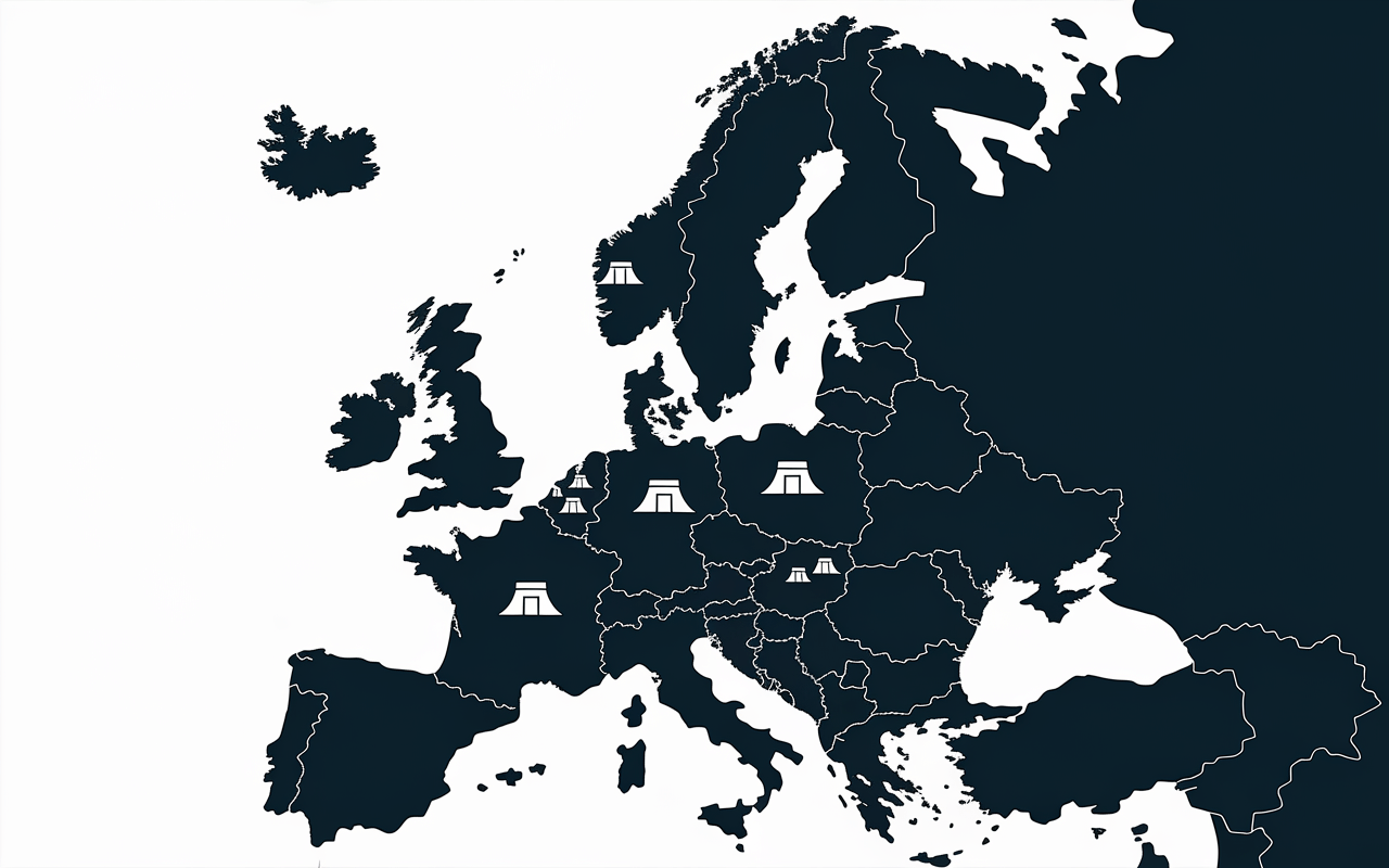 Carte pictogrammes Toocamp en Europe