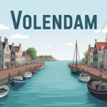 Volendam port et maisons colorées