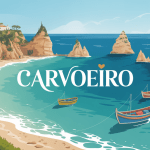 Vue panoramique de Carvoeiro, maisons et falaises