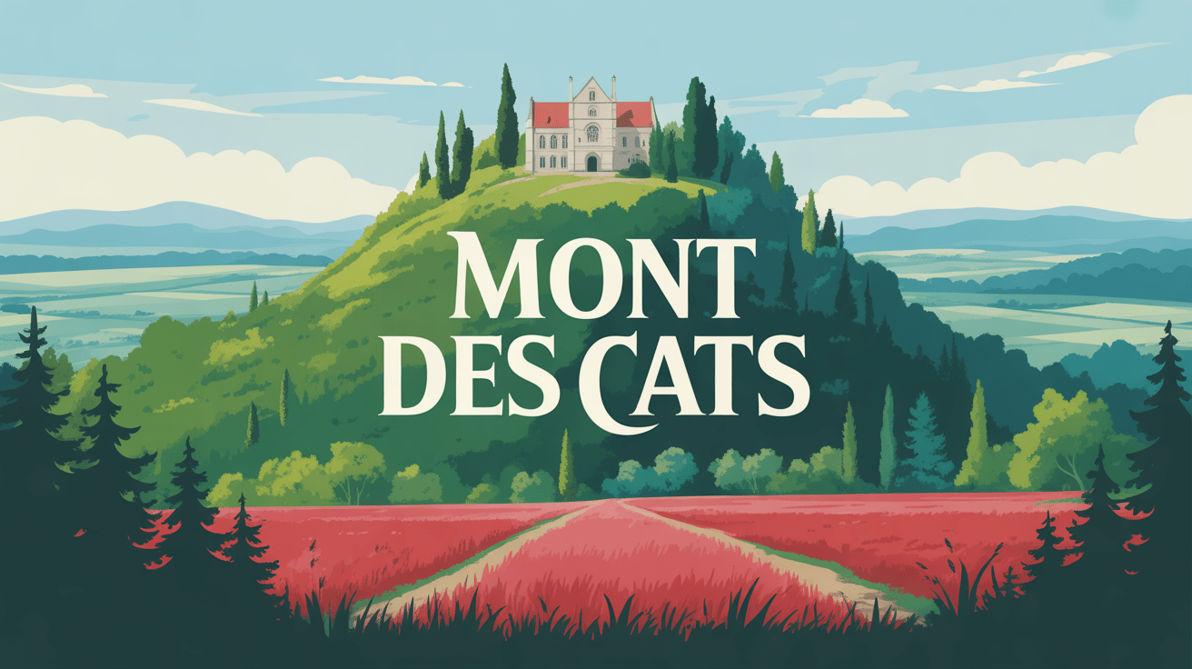 Vue panoramique du mont des Cats avec abbaye