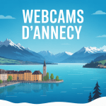 Vue stylisée webcam Annecy lac et montagne