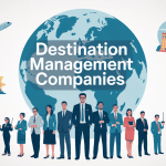 Groupe professionnel devant globe destination management company