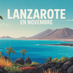 lanzarote en novembre vue volcanique et palmiers
