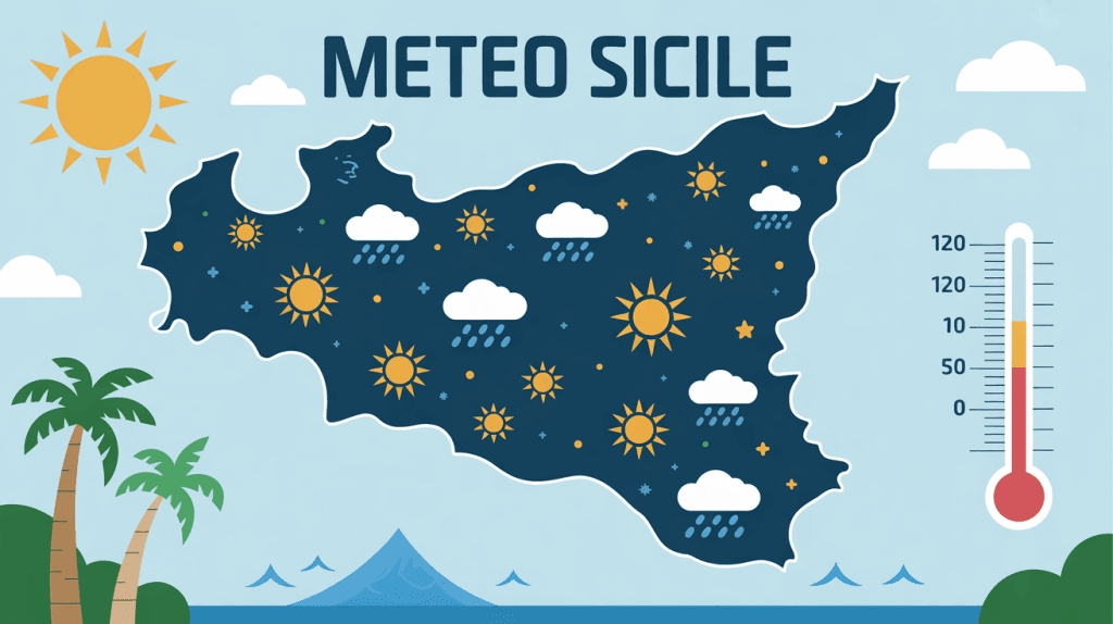 Meteo Sicile icones soleil pluie nuages carte
