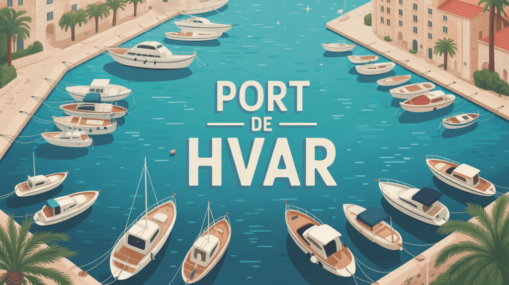 Vue panoramique port Hvar bateaux amarrés