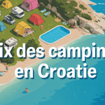 Vue aérienne camping Croatie bord de mer prix