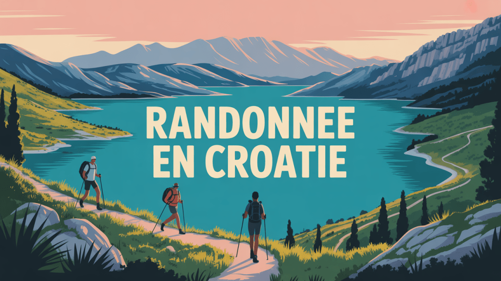 Vue panoramique randonnee Croatie sentier montagnes lacs côtes