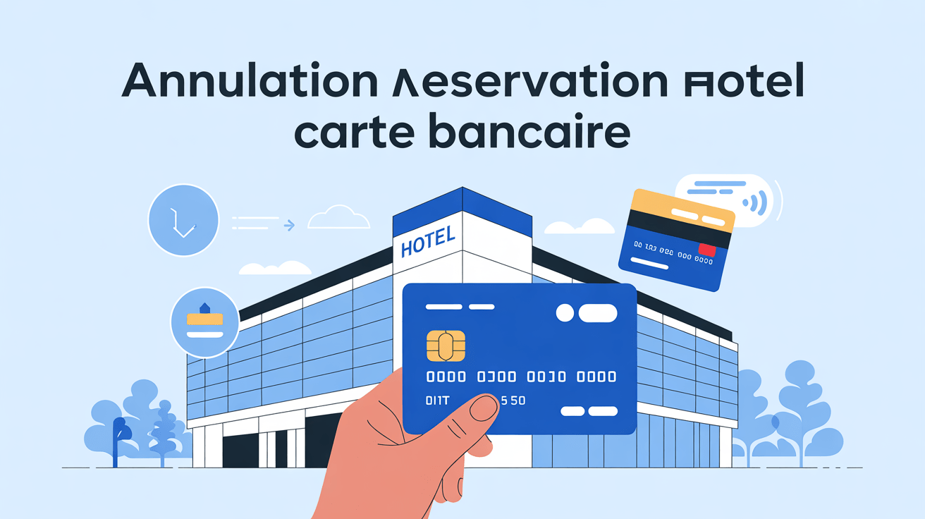 Illustration annulation réservation hôtel carte bancaire