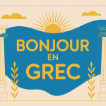 carte méditerranéenne stylisée bonjour grec