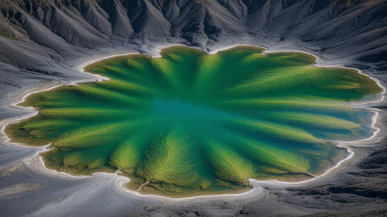 charco verde lac vert volcanique lanzarote vue aerienne