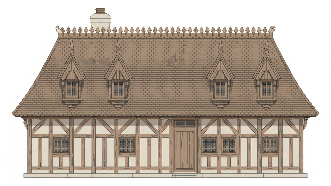 detail toit de chaume colombages chaumiere normandie