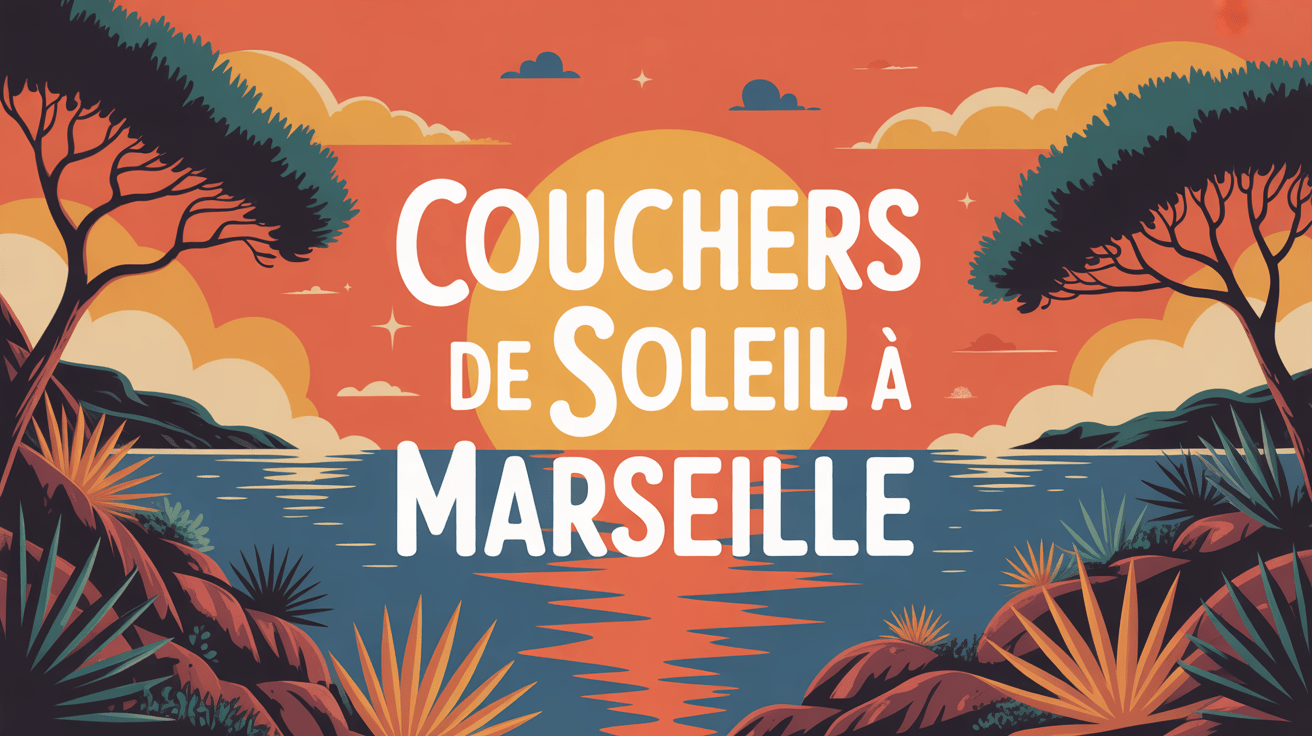 Illustration coucher de soleil Marseille stylisée