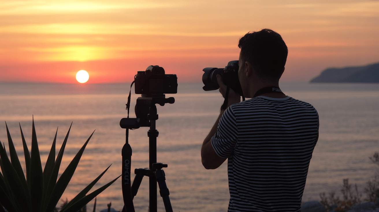 Photographie coucher de soleil Marseille appareil et mer