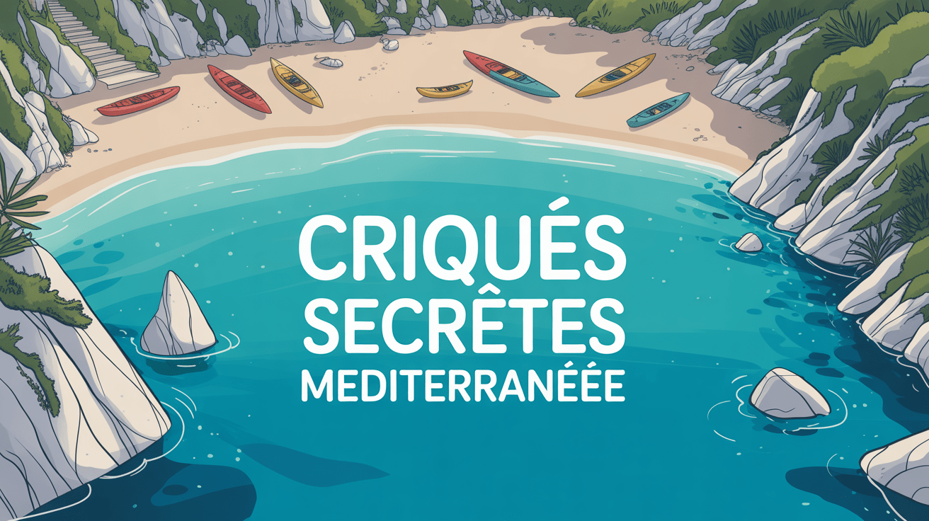 Vue aérienne crique méditéranée eaux turquoise