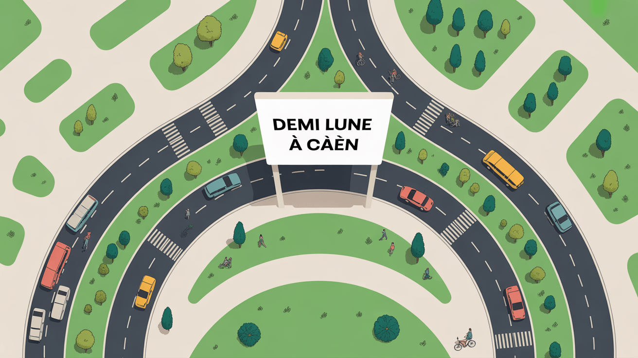 vue aerienne demi lune caen carrefour