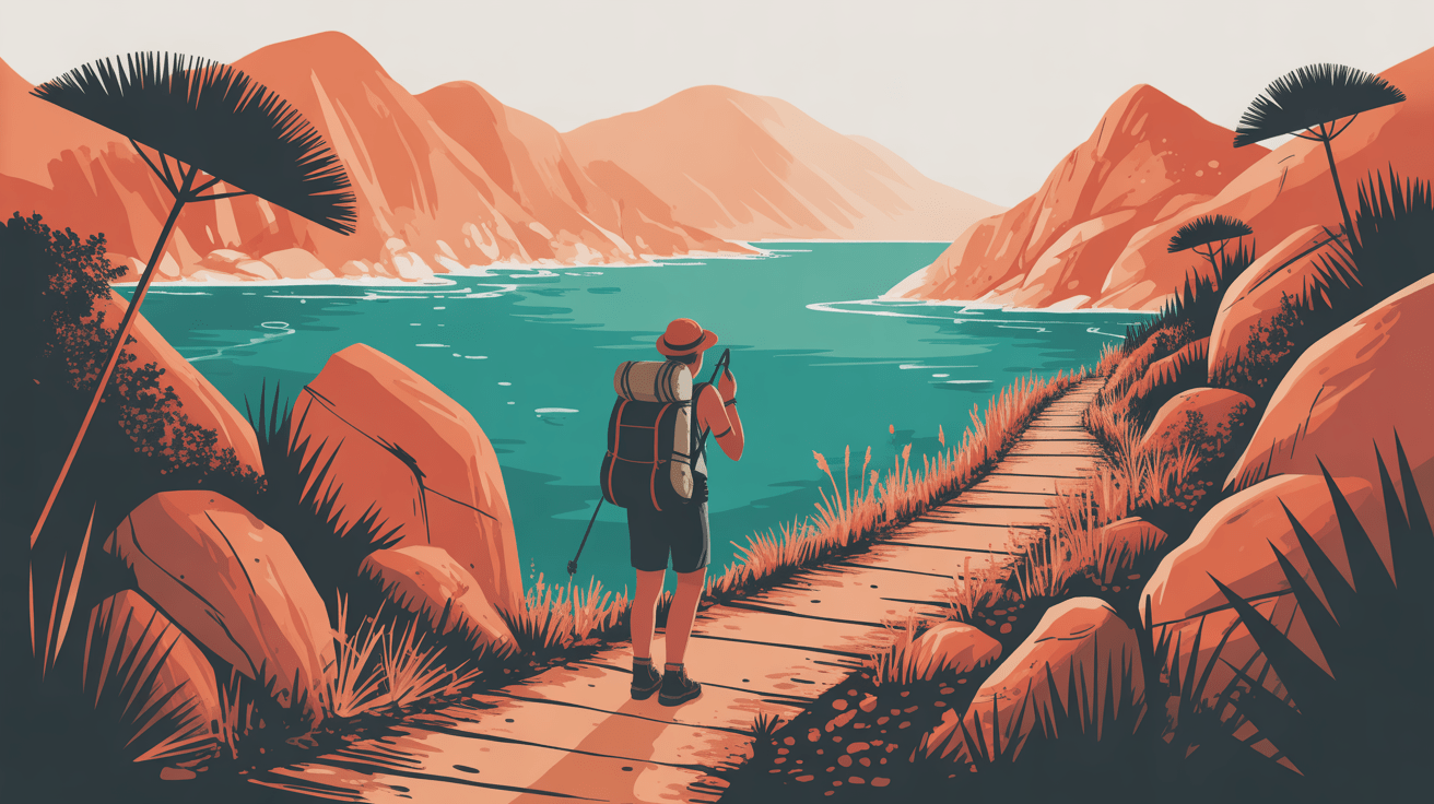 Sentier randonneur crique méditéranée sauvage