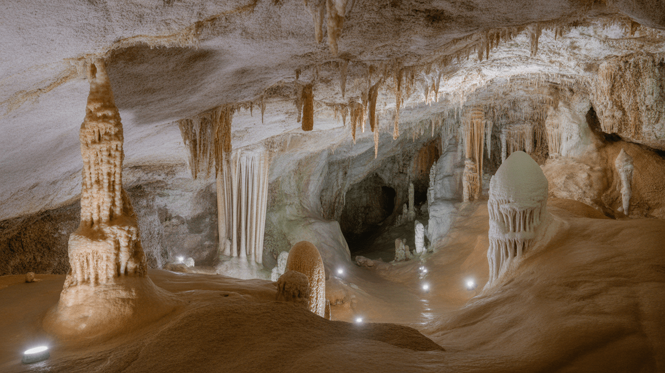 Concrétions calcaires dans la grotte d'Osselle