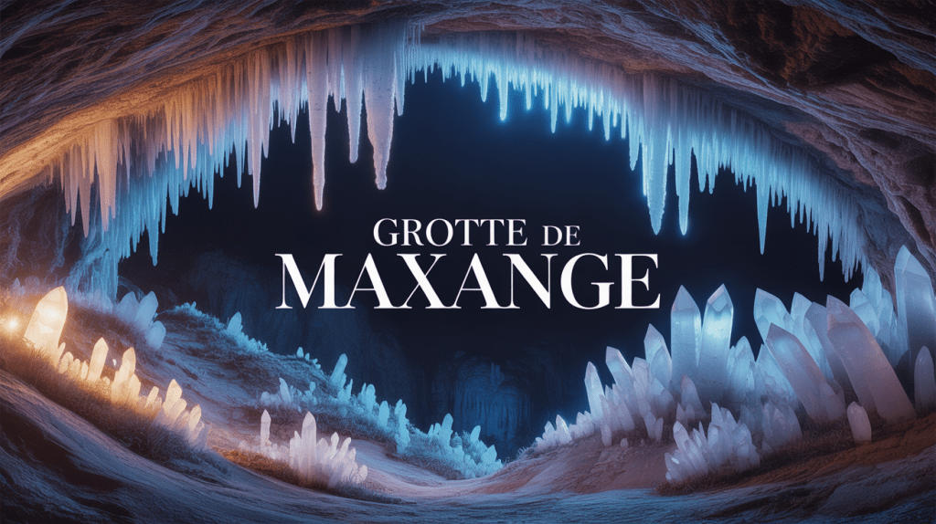 Panoramique grotte de Maxange paroi cristaux