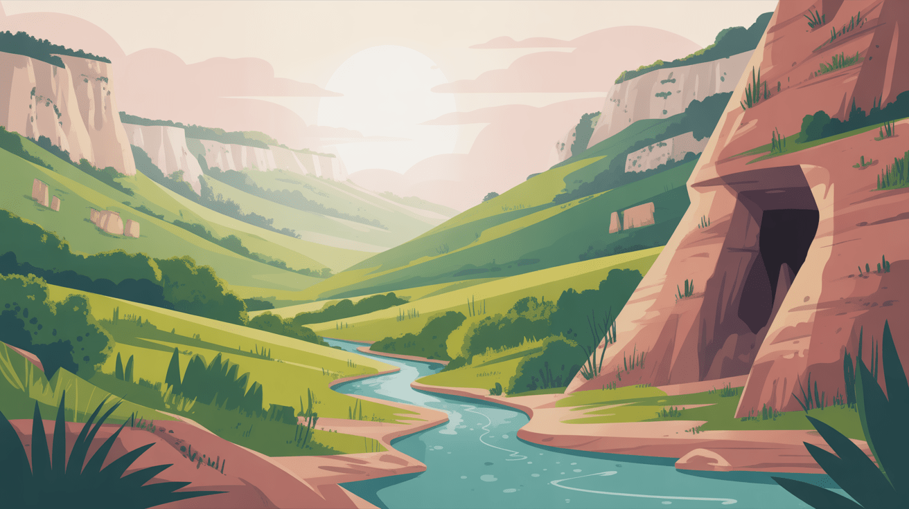 panorama grottes de lacave dans vallée verdoyante