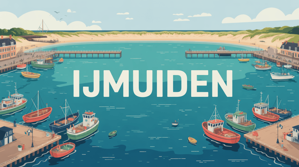 Vue panoramique du port et plage Ijmuiden