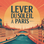 Illustration lever du soleil Paris bâtiments emblématiques