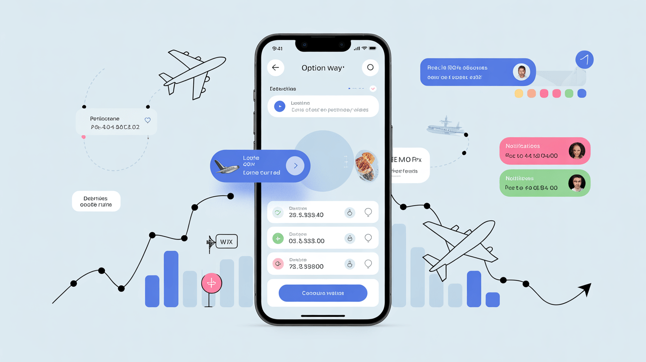 option way interface moderne application mobile billets avion