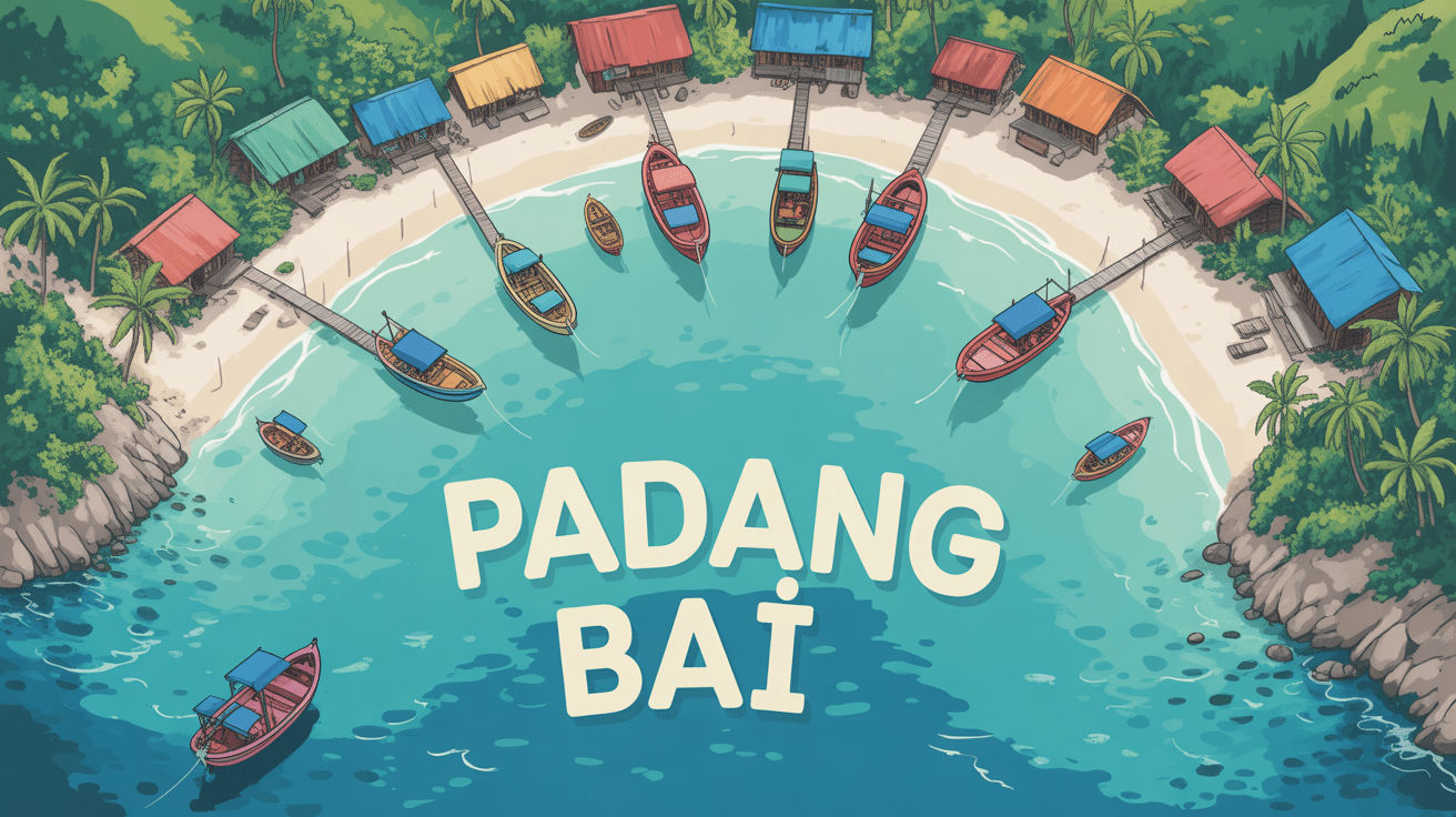 vue aérienne padang bai bali village port plages