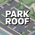 Park roof parking sur toit avec jardins et voitures