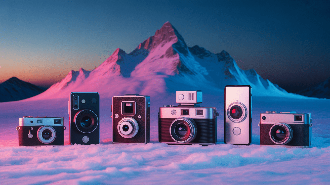 sommet everest photo vintage moderne appareils