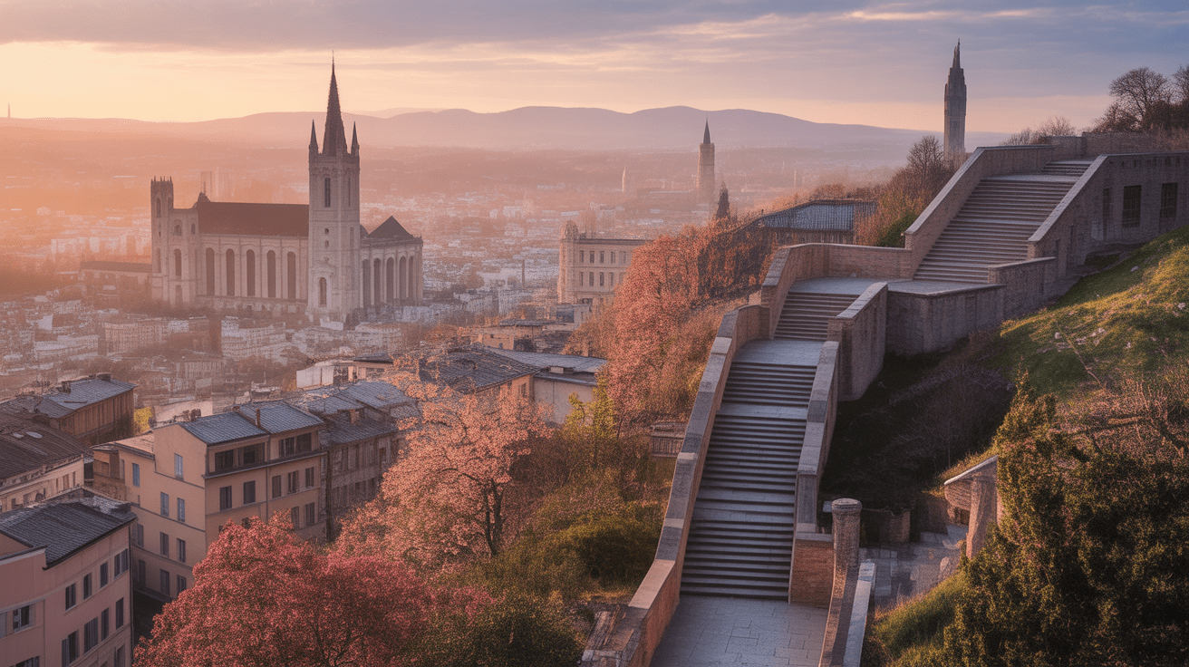 Panorama lever du soleil Paris point de vue