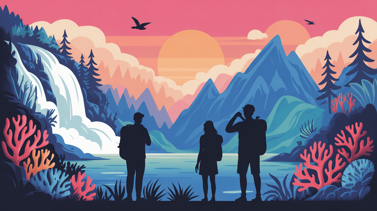 Pays Z sites naturels cascade et voyageurs