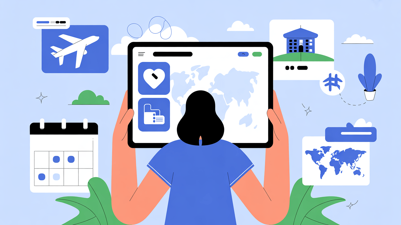 ulysse voyage interface tablette icônes flottantes