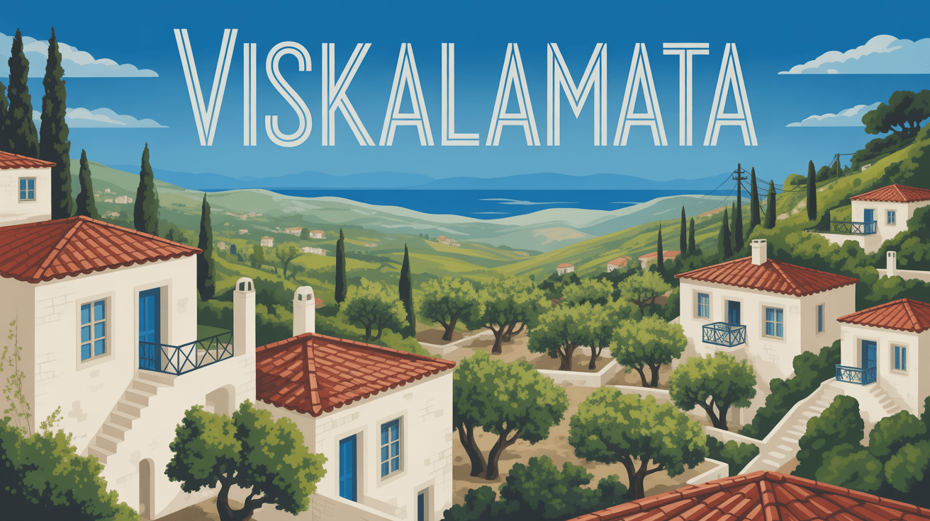 Vue panoramique village viskalamata peloponnese visite