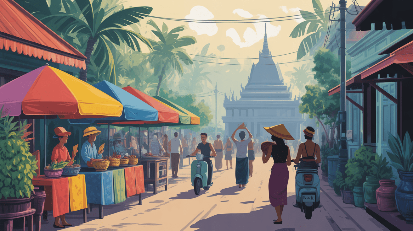 vivre en thailande scene marche local