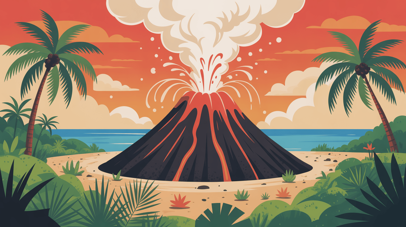 Volcan en France actif coulée de lave outre mer